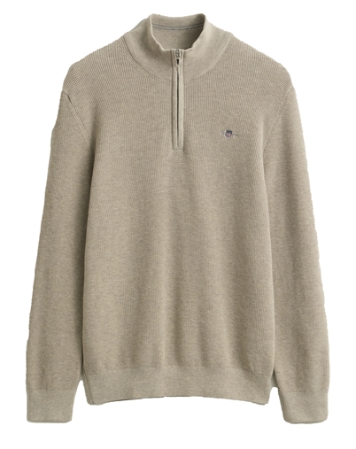 Gant - Strikket Half Zip - Oat Melange